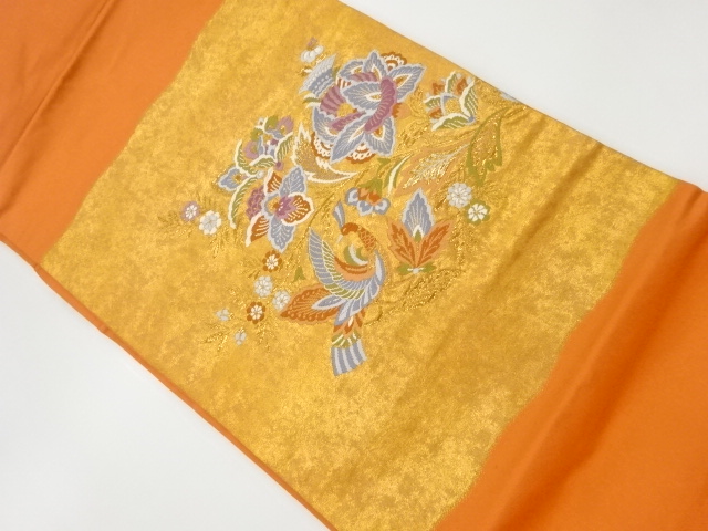 引箔花鳥模様織出し名古屋帯